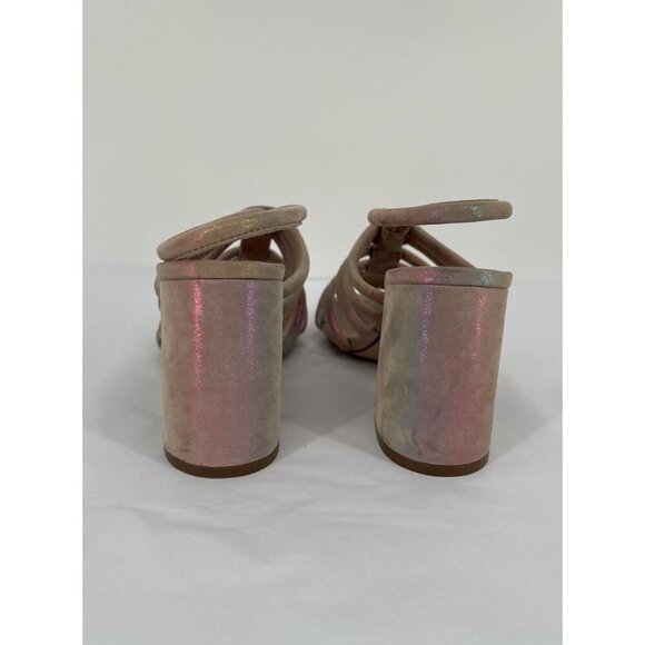Free People Colette Cinched Heel Size 38.5 US 8 Rainbow Metallic Iridescent - Picture 6 of 11